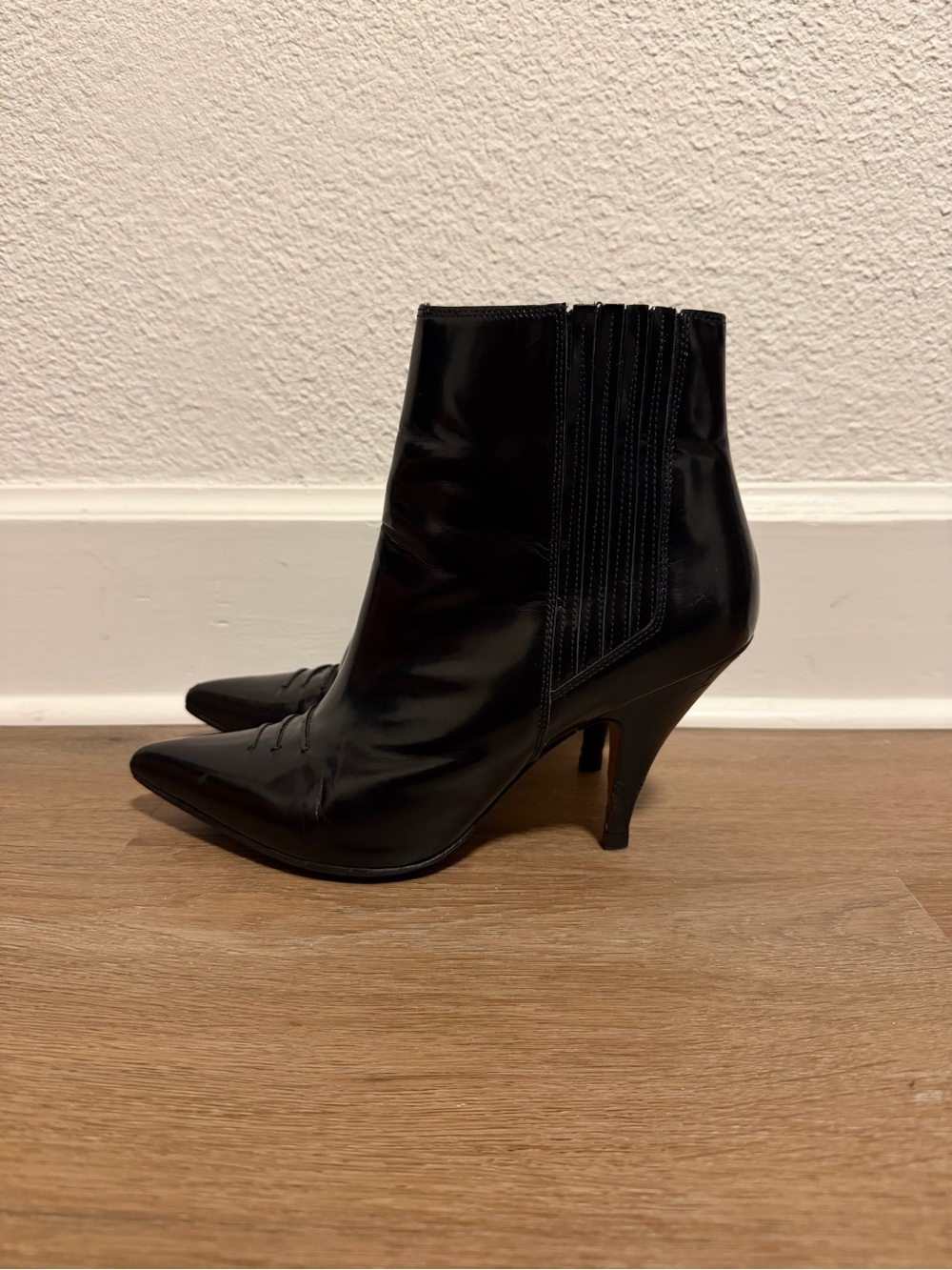 Philipp Plein Black Patent Pointed Ankle Boots - Picture 3 of 12